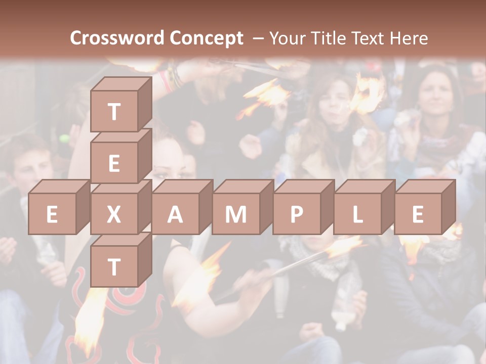 A Group Of People Sitting On Steps With Torches In Their Hands PowerPoint Template