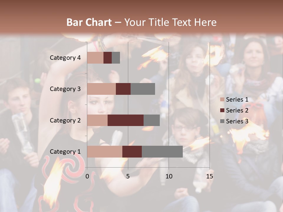 A Group Of People Sitting On Steps With Torches In Their Hands PowerPoint Template