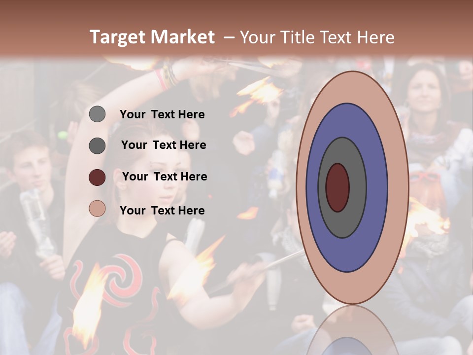 A Group Of People Sitting On Steps With Torches In Their Hands PowerPoint Template