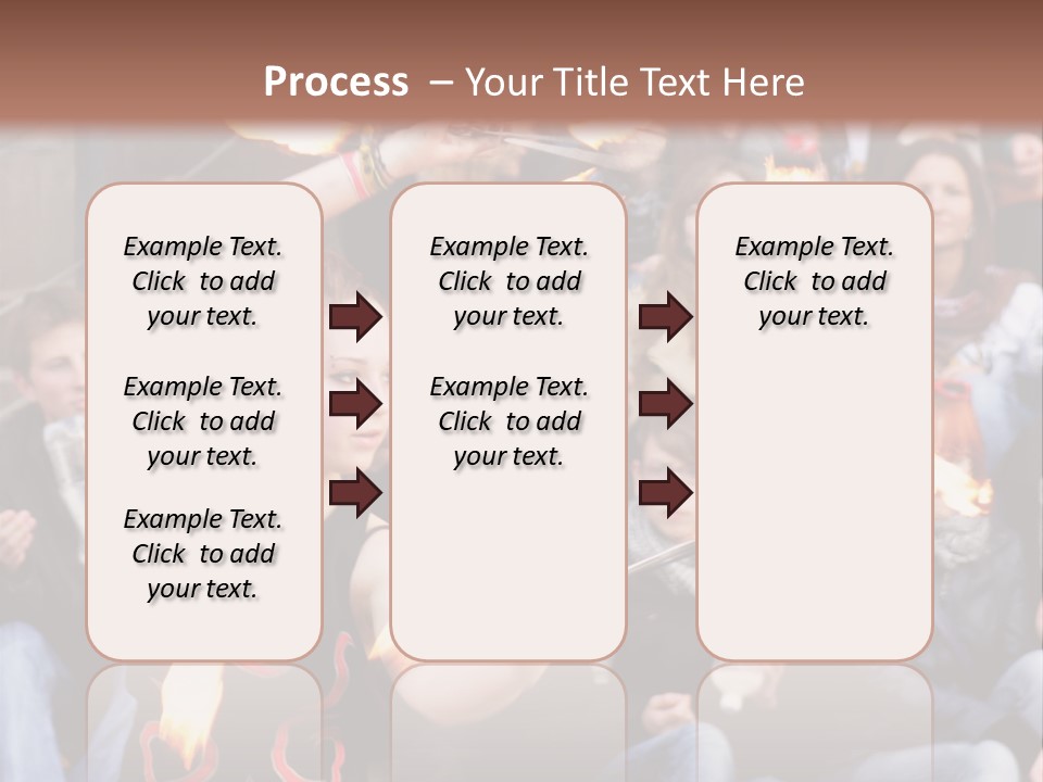 A Group Of People Sitting On Steps With Torches In Their Hands PowerPoint Template