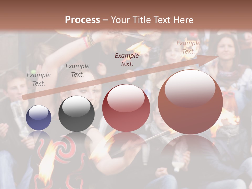 A Group Of People Sitting On Steps With Torches In Their Hands PowerPoint Template