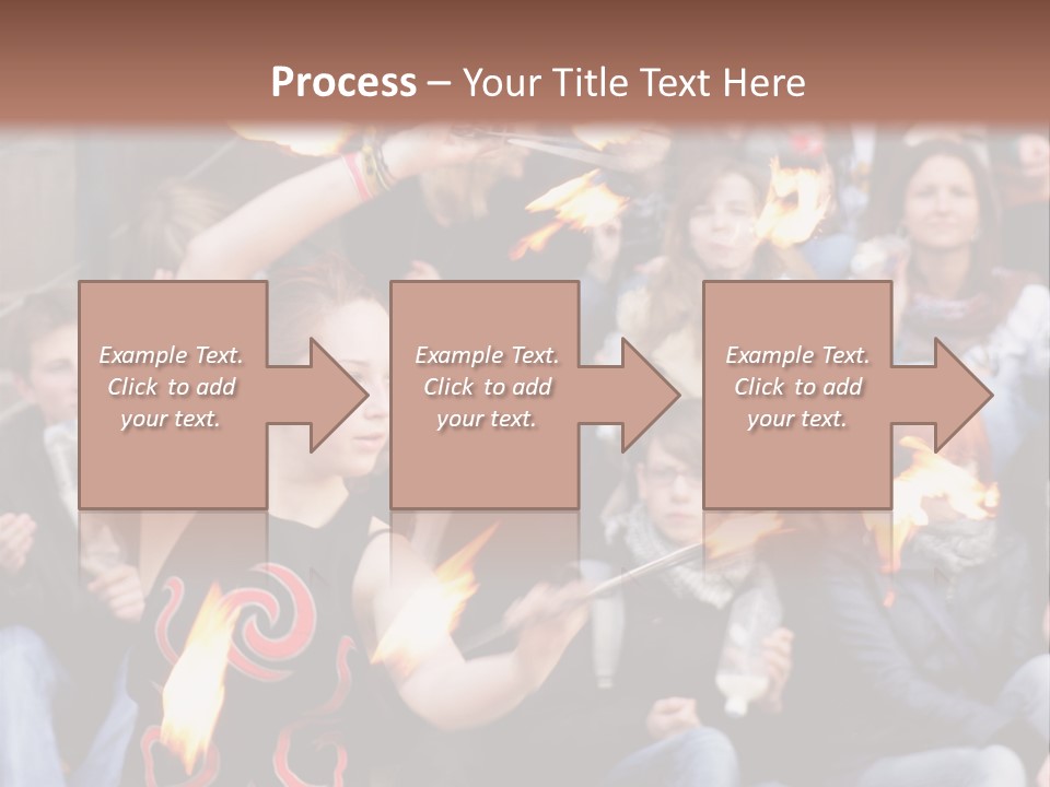 A Group Of People Sitting On Steps With Torches In Their Hands PowerPoint Template