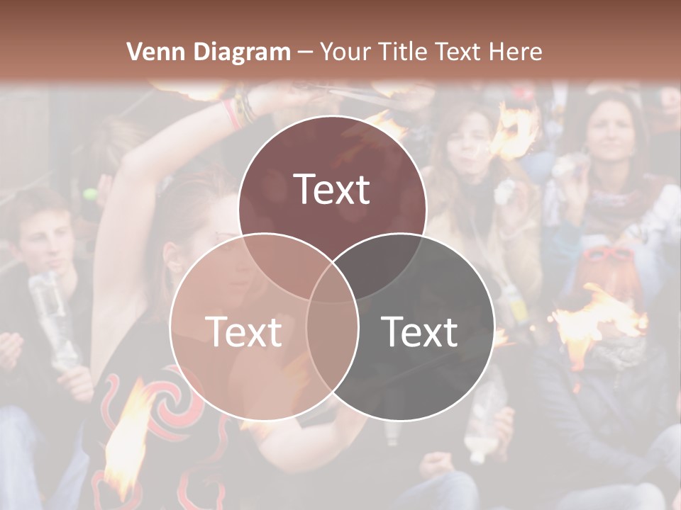 A Group Of People Sitting On Steps With Torches In Their Hands PowerPoint Template