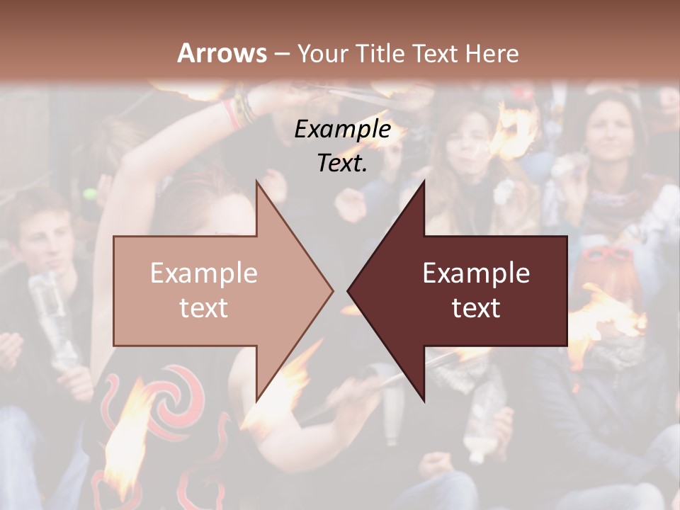 A Group Of People Sitting On Steps With Torches In Their Hands PowerPoint Template