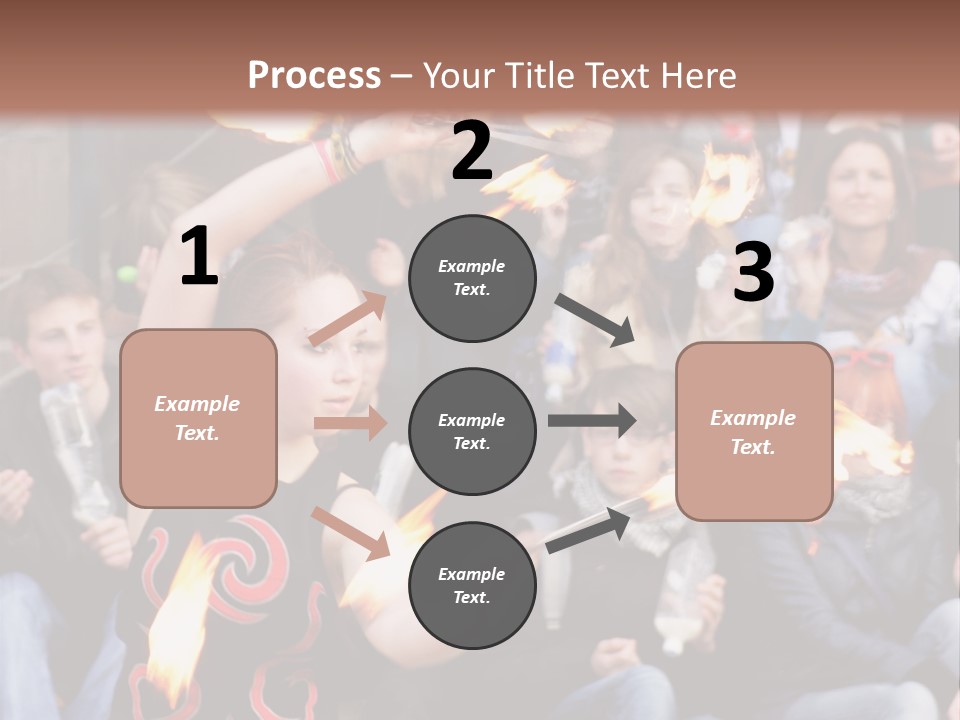 A Group Of People Sitting On Steps With Torches In Their Hands PowerPoint Template