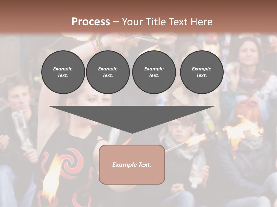 A Group Of People Sitting On Steps With Torches In Their Hands PowerPoint Template