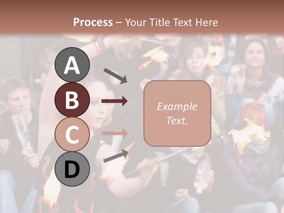 A Group Of People Sitting On Steps With Torches In Their Hands PowerPoint Template