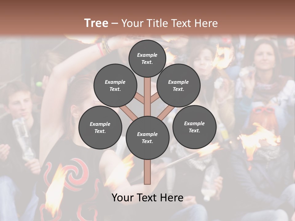 A Group Of People Sitting On Steps With Torches In Their Hands PowerPoint Template