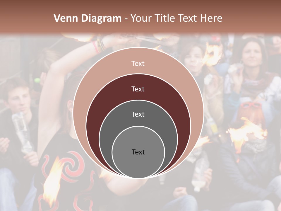 A Group Of People Sitting On Steps With Torches In Their Hands PowerPoint Template