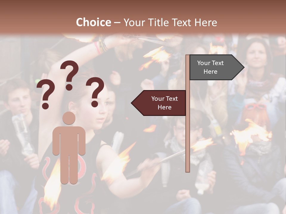 A Group Of People Sitting On Steps With Torches In Their Hands PowerPoint Template