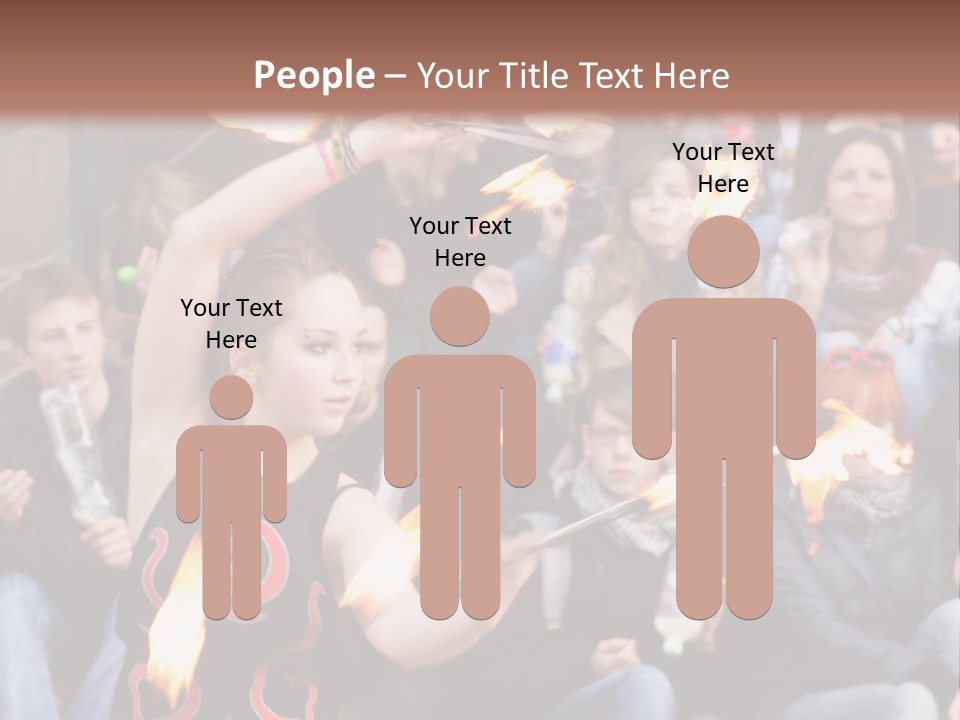 A Group Of People Sitting On Steps With Torches In Their Hands PowerPoint Template
