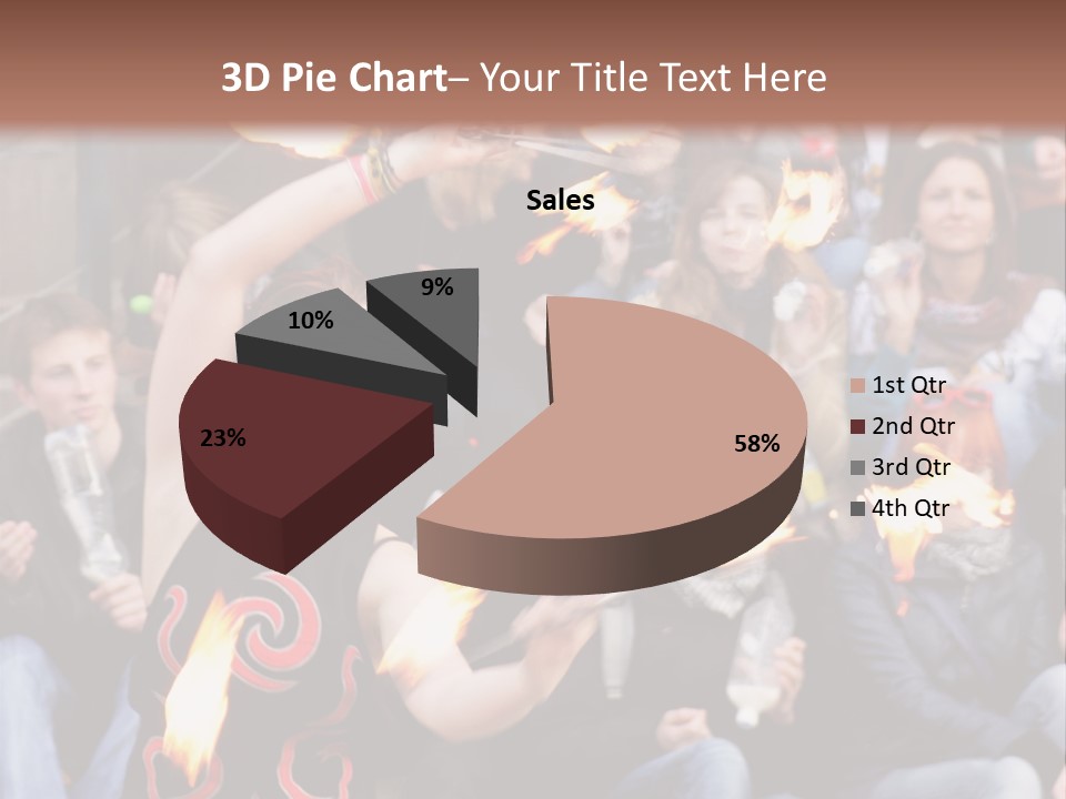 A Group Of People Sitting On Steps With Torches In Their Hands PowerPoint Template