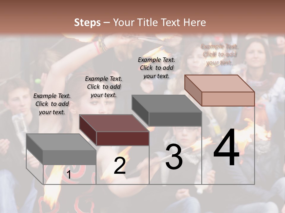 A Group Of People Sitting On Steps With Torches In Their Hands PowerPoint Template