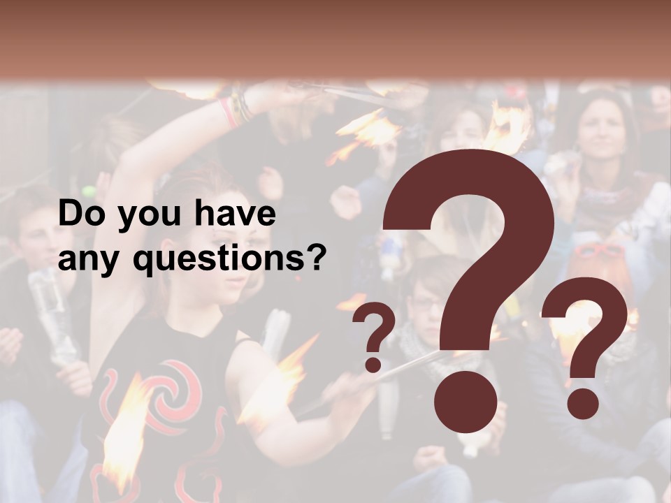 A Group Of People Sitting On Steps With Torches In Their Hands PowerPoint Template