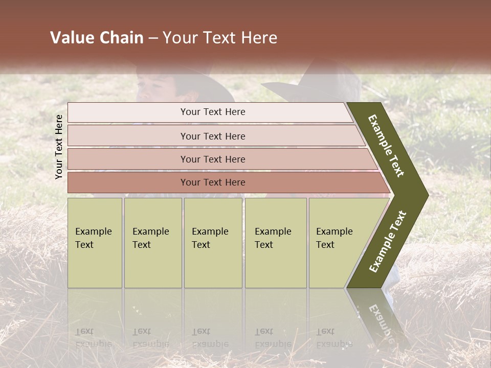 Two Children In Cowboy Hats Sitting On A Pile Of Hay PowerPoint Template