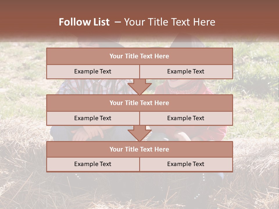 Two Children In Cowboy Hats Sitting On A Pile Of Hay PowerPoint Template