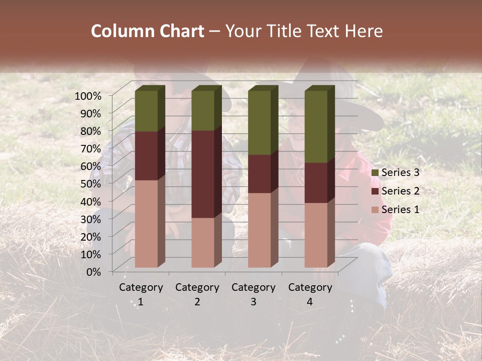 Two Children In Cowboy Hats Sitting On A Pile Of Hay PowerPoint Template