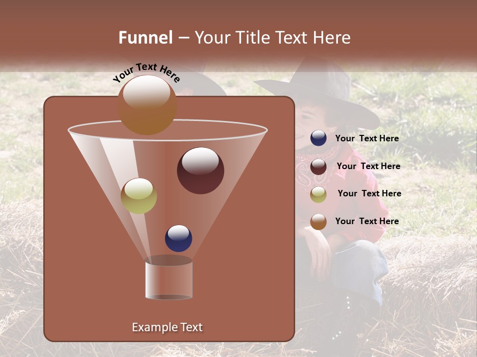 Two Children In Cowboy Hats Sitting On A Pile Of Hay PowerPoint Template