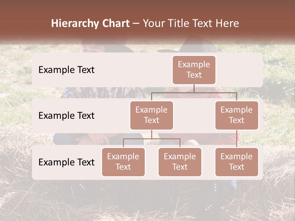 Two Children In Cowboy Hats Sitting On A Pile Of Hay PowerPoint Template