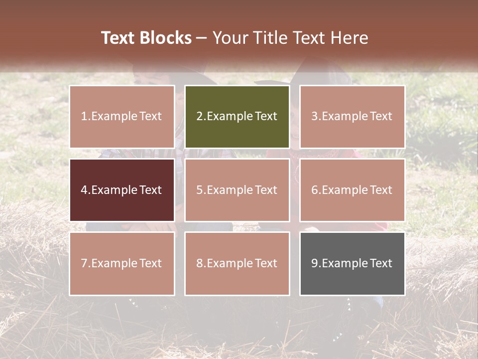 Two Children In Cowboy Hats Sitting On A Pile Of Hay PowerPoint Template