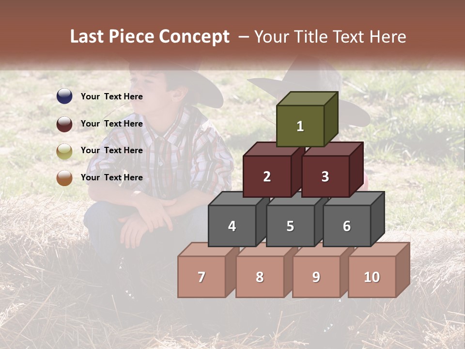 Two Children In Cowboy Hats Sitting On A Pile Of Hay PowerPoint Template