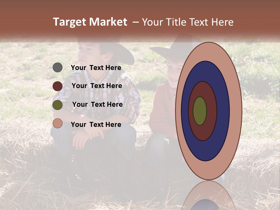 Two Children In Cowboy Hats Sitting On A Pile Of Hay PowerPoint Template