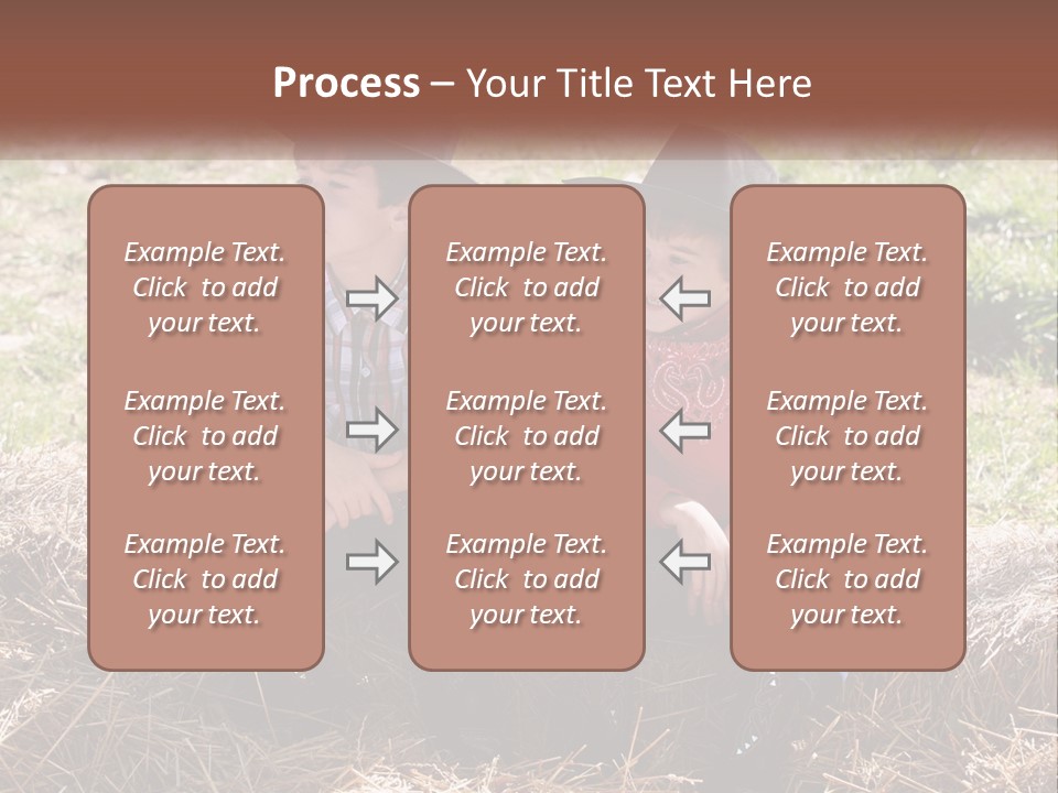 Two Children In Cowboy Hats Sitting On A Pile Of Hay PowerPoint Template