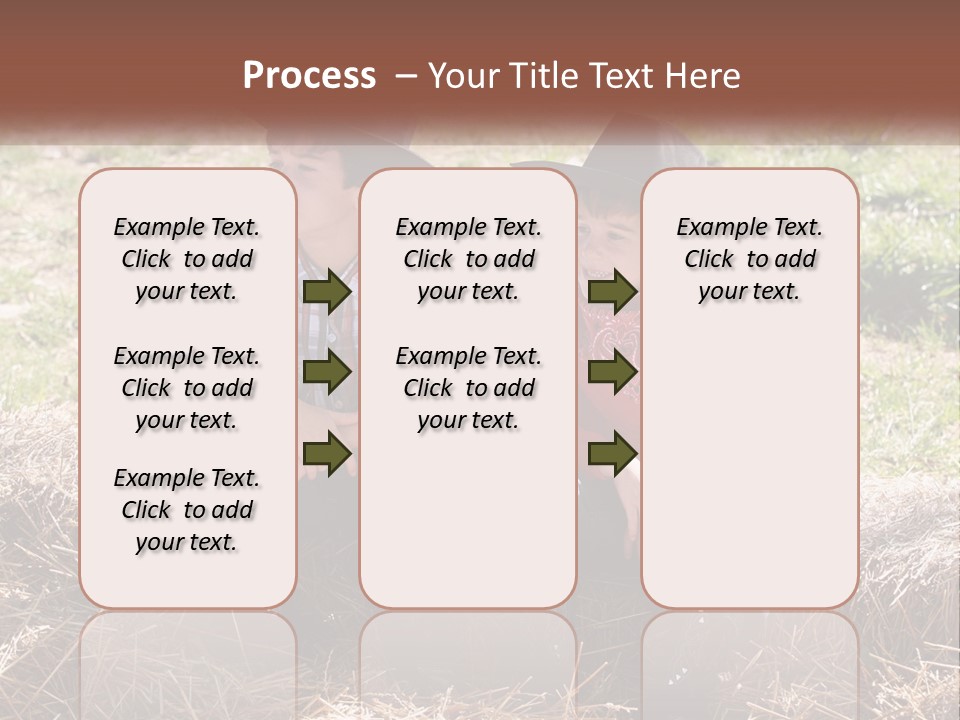 Two Children In Cowboy Hats Sitting On A Pile Of Hay PowerPoint Template