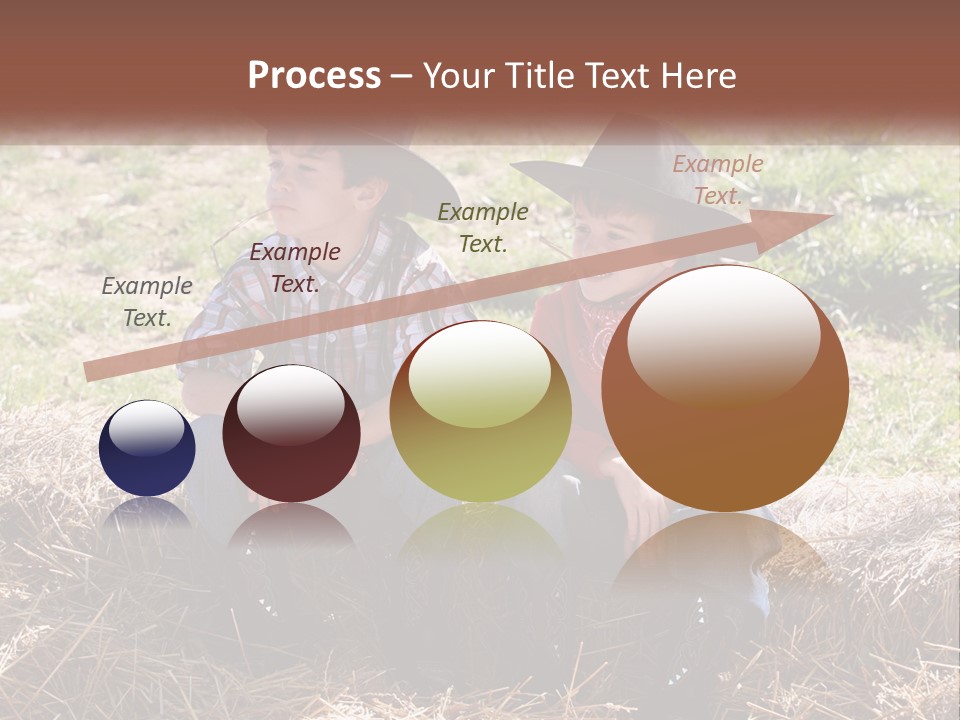 Two Children In Cowboy Hats Sitting On A Pile Of Hay PowerPoint Template