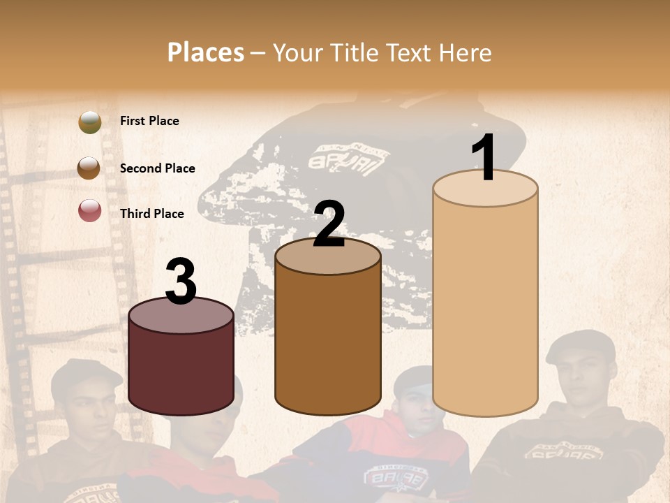 A Group Of Young Men Sitting Next To Each Other PowerPoint Template