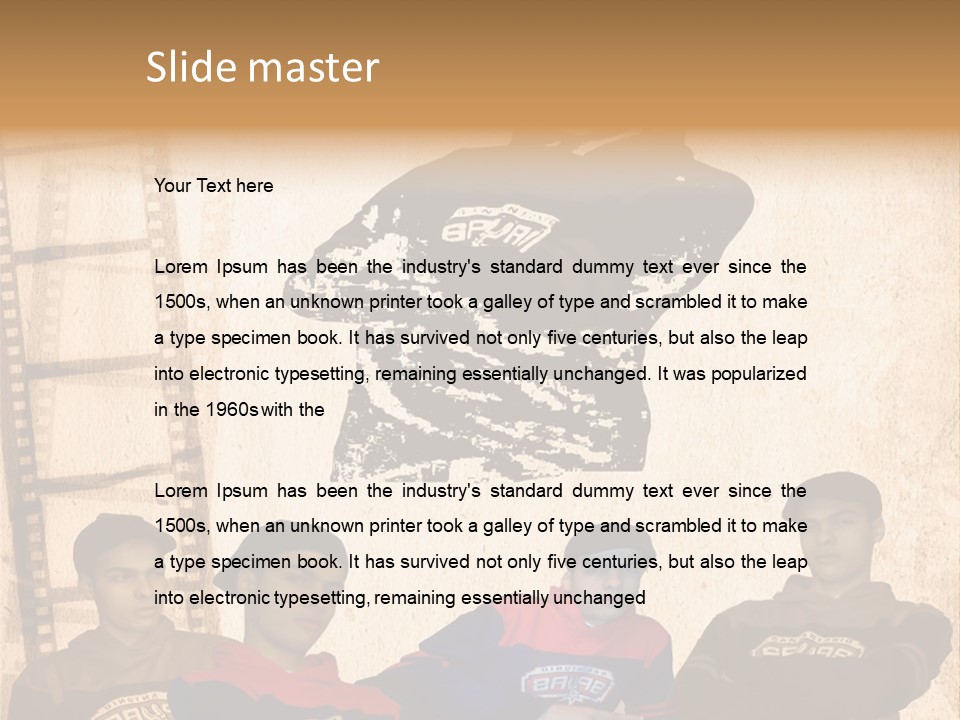 A Group Of Young Men Sitting Next To Each Other PowerPoint Template