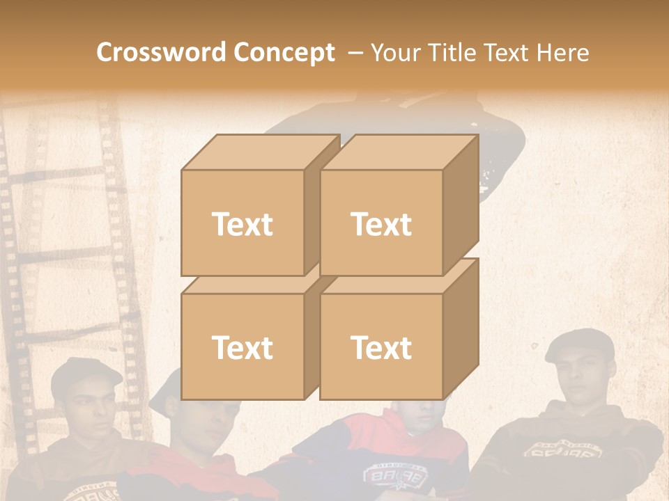 A Group Of Young Men Sitting Next To Each Other PowerPoint Template