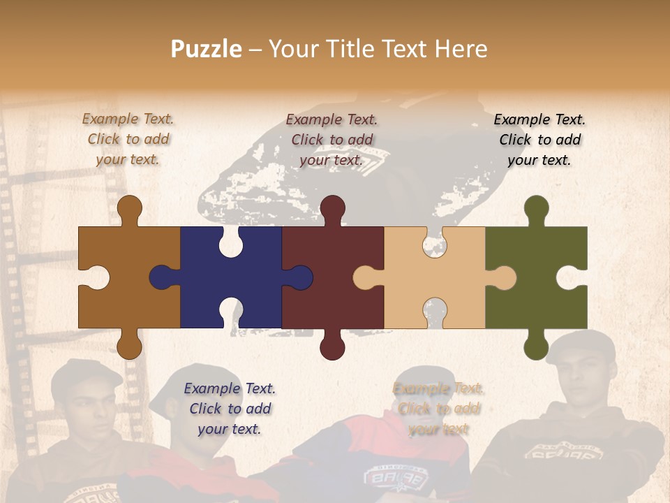 A Group Of Young Men Sitting Next To Each Other PowerPoint Template