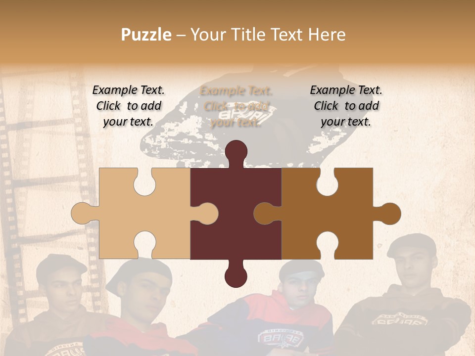 A Group Of Young Men Sitting Next To Each Other PowerPoint Template