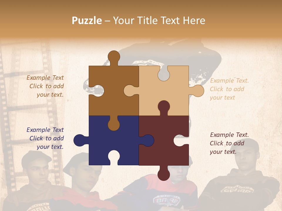 A Group Of Young Men Sitting Next To Each Other PowerPoint Template