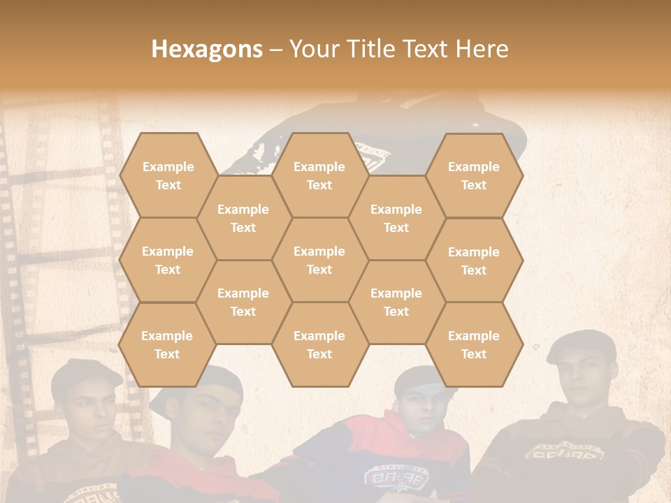 A Group Of Young Men Sitting Next To Each Other PowerPoint Template