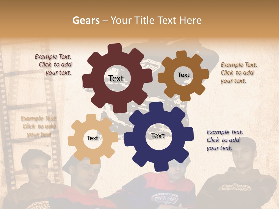 A Group Of Young Men Sitting Next To Each Other PowerPoint Template