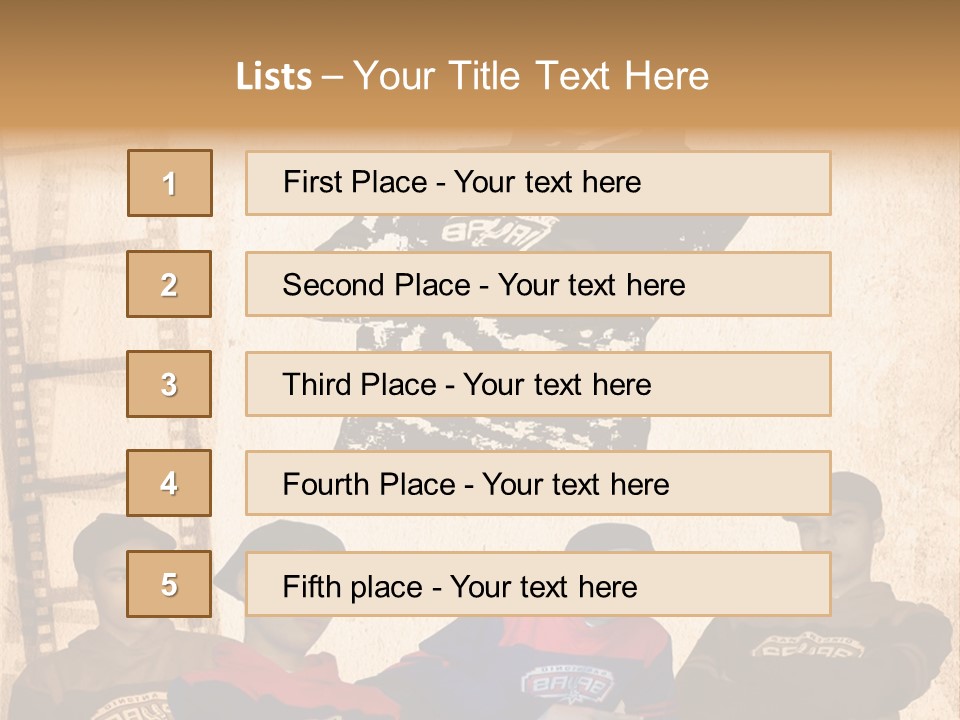 A Group Of Young Men Sitting Next To Each Other PowerPoint Template