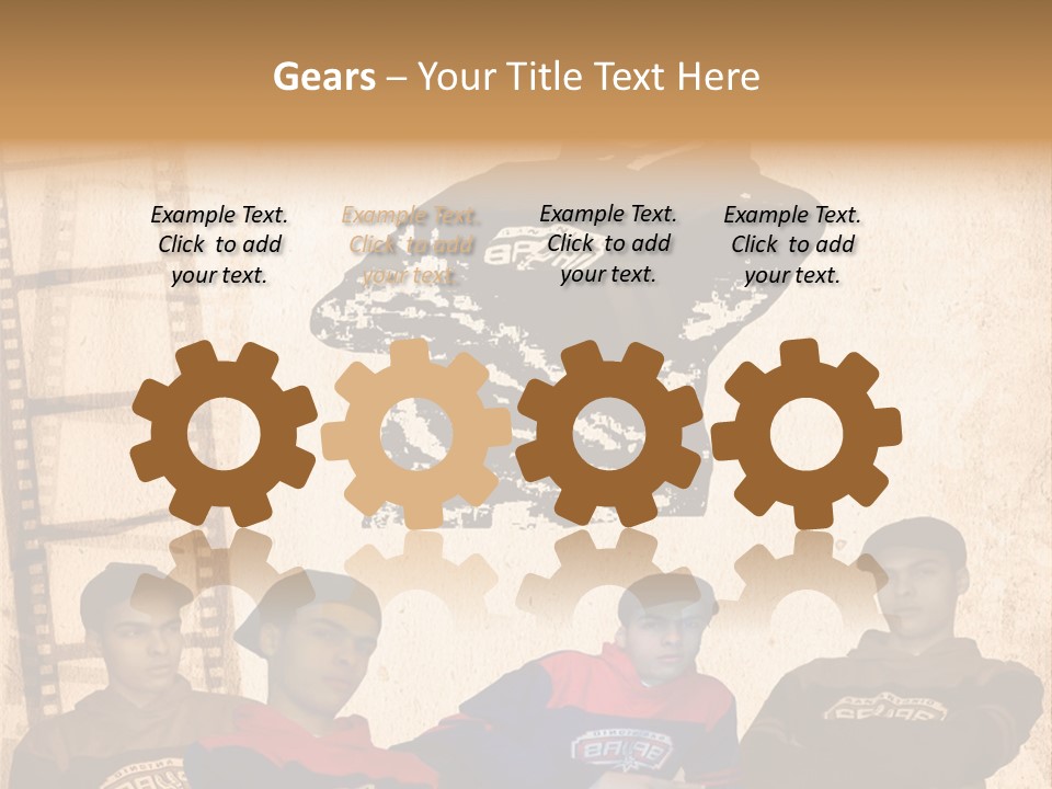 A Group Of Young Men Sitting Next To Each Other PowerPoint Template