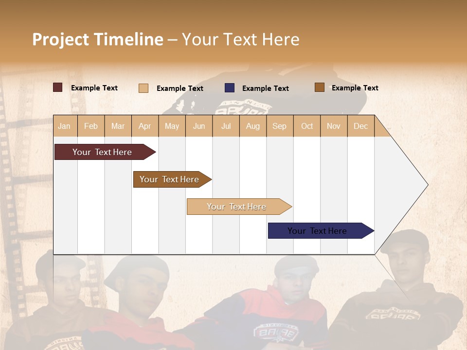 A Group Of Young Men Sitting Next To Each Other PowerPoint Template