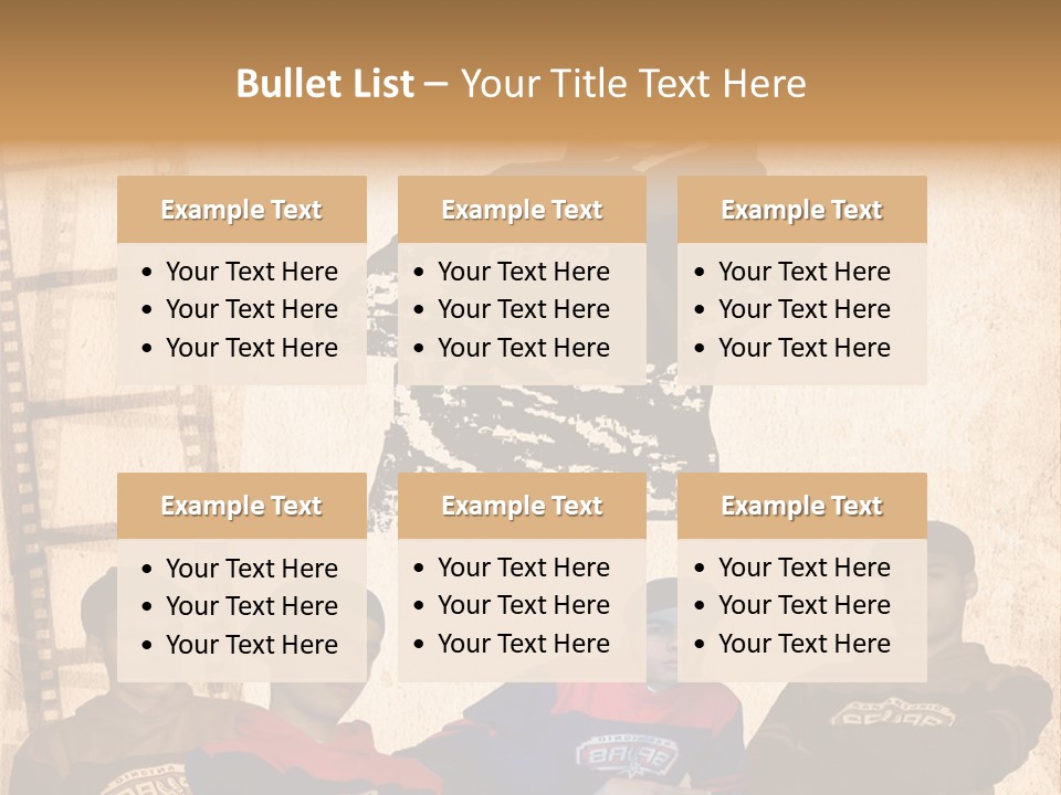 A Group Of Young Men Sitting Next To Each Other PowerPoint Template