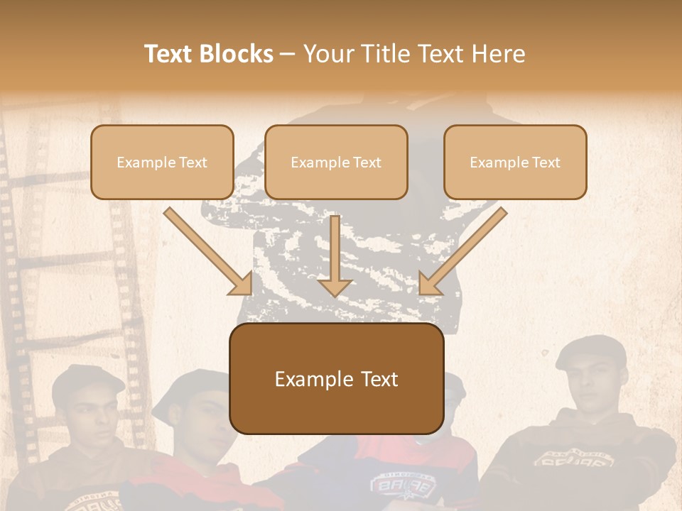 A Group Of Young Men Sitting Next To Each Other PowerPoint Template