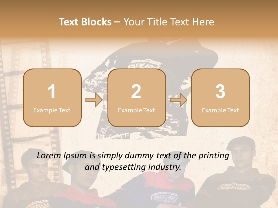 A Group Of Young Men Sitting Next To Each Other PowerPoint Template