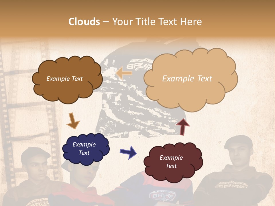 A Group Of Young Men Sitting Next To Each Other PowerPoint Template