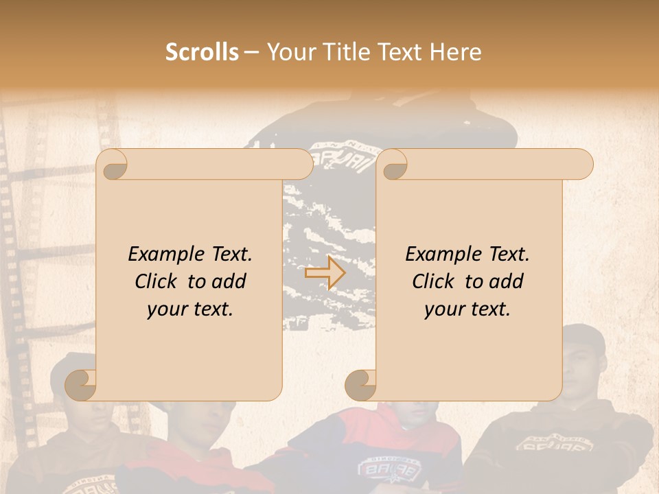 A Group Of Young Men Sitting Next To Each Other PowerPoint Template