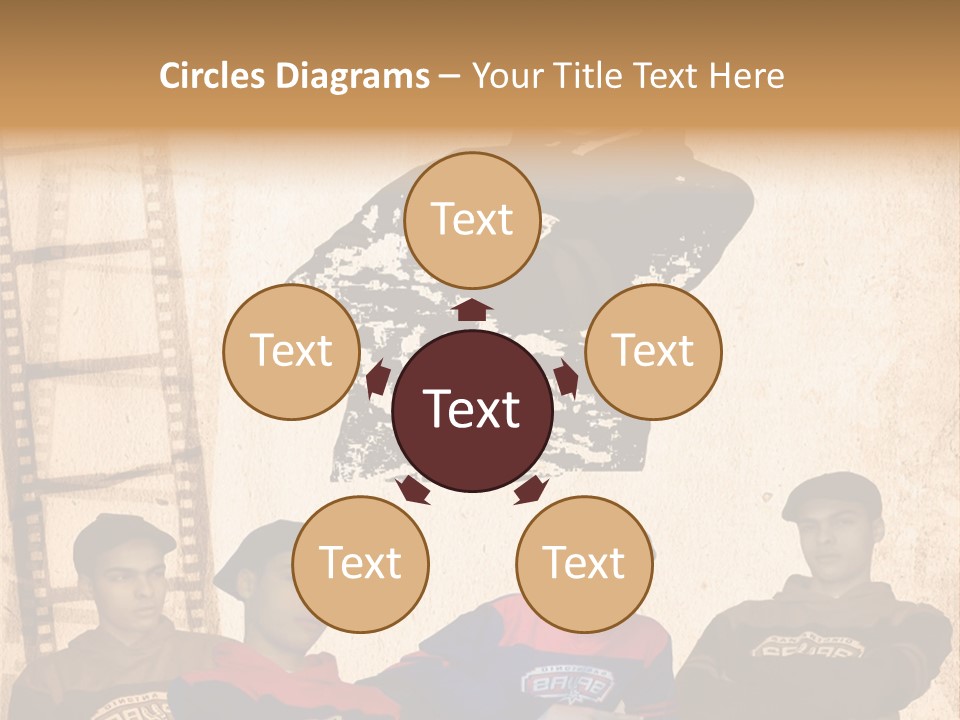 A Group Of Young Men Sitting Next To Each Other PowerPoint Template