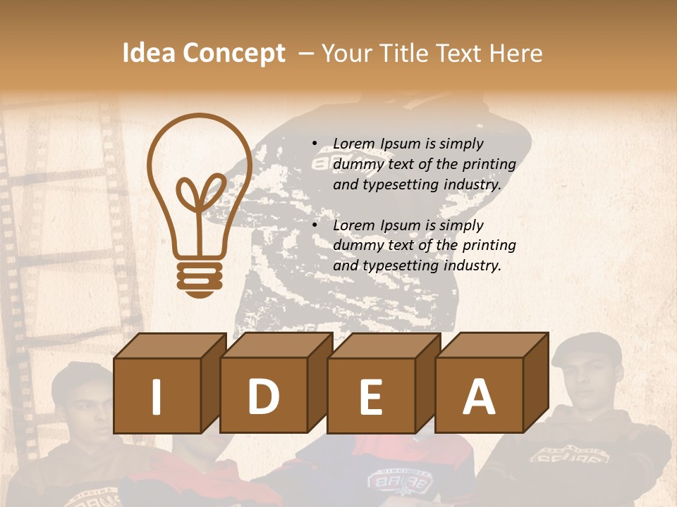 A Group Of Young Men Sitting Next To Each Other PowerPoint Template