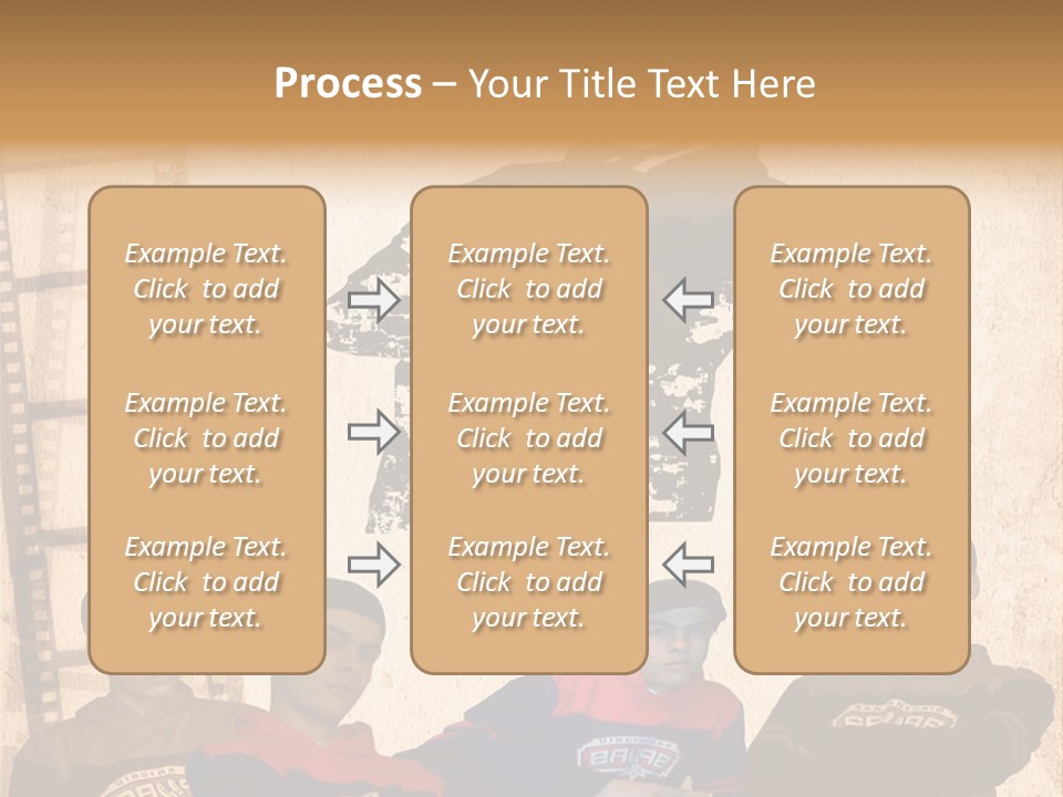A Group Of Young Men Sitting Next To Each Other PowerPoint Template