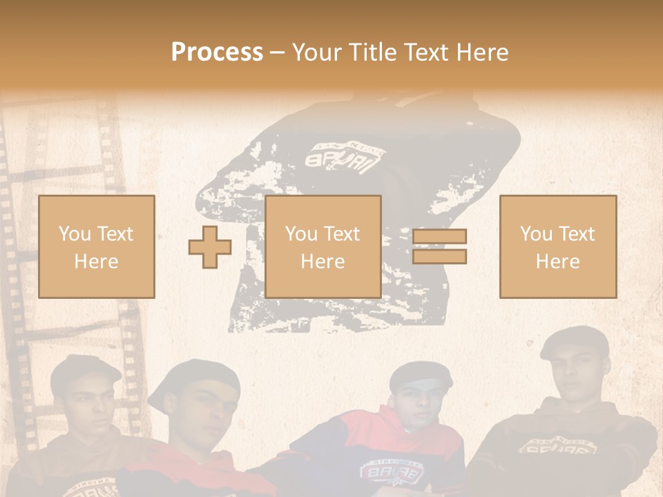 A Group Of Young Men Sitting Next To Each Other PowerPoint Template