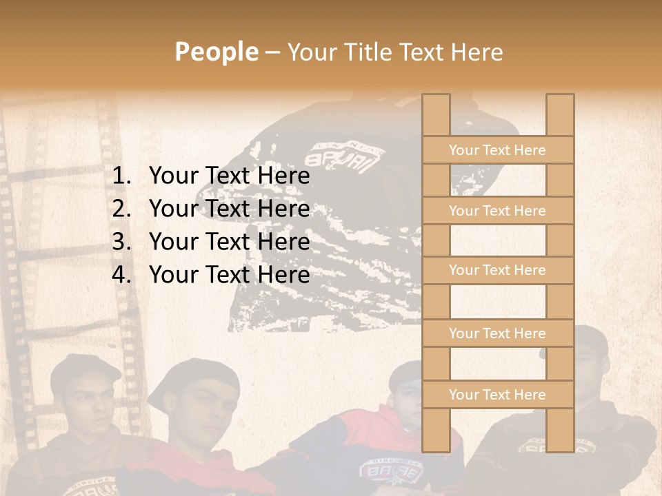 A Group Of Young Men Sitting Next To Each Other PowerPoint Template